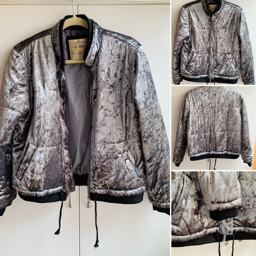 Ci Sono Silver Jacket Coat Women Size L